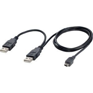SYBA Multimedia Double Strength USB Y Cable Combines Two Type-A Ports into a Mini-b 5-Pin, Black
